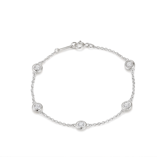 Circlis - moissanite-armbånd med sargfattede steiner og fint lenkekjede