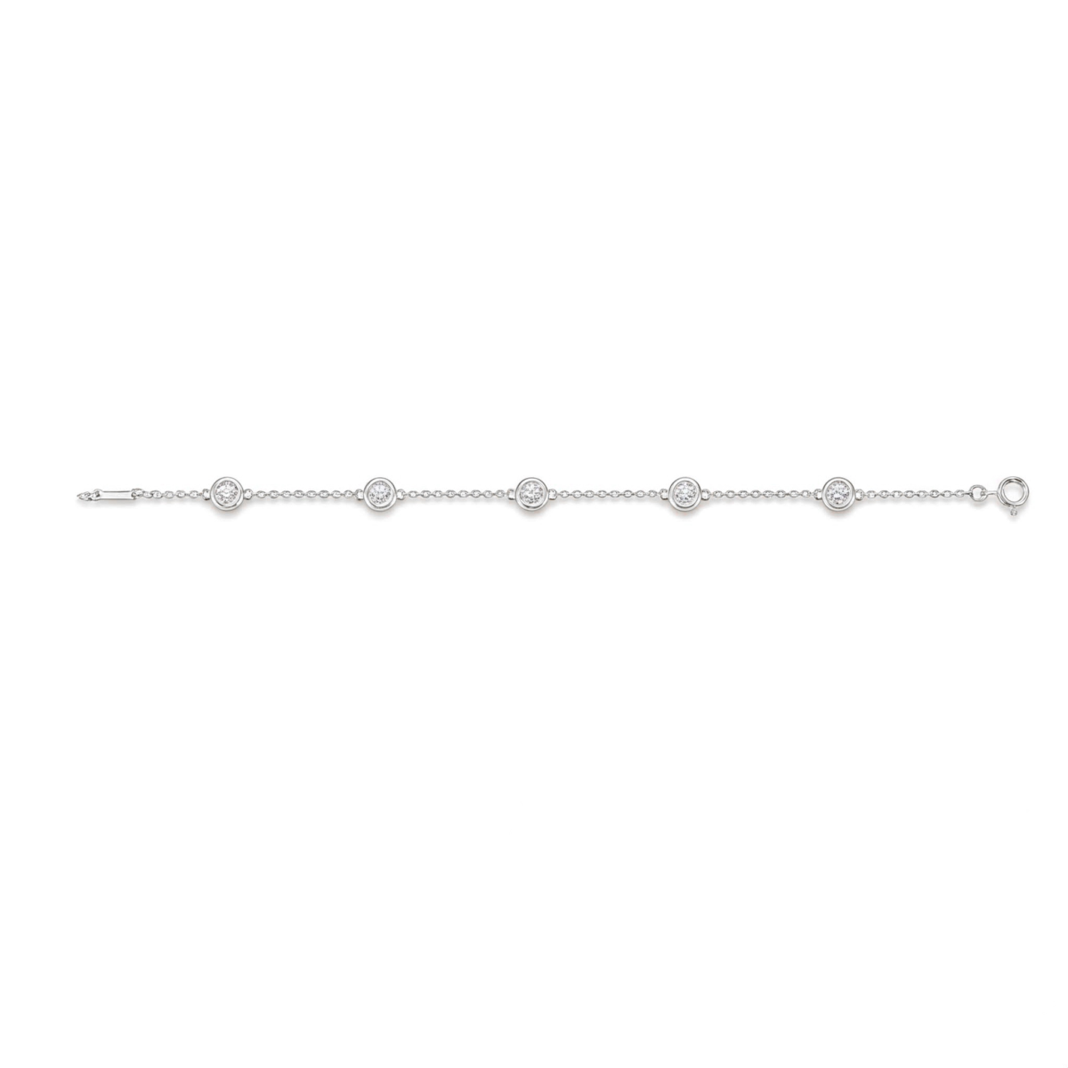 Circlis - moissanite-armbånd med sargfattede steiner og fint lenkekjede