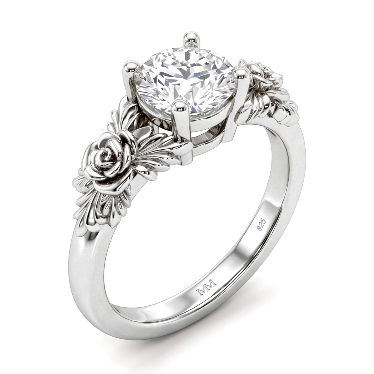 Roselle - floral forlovelsesring med moissanite i pavéfatning