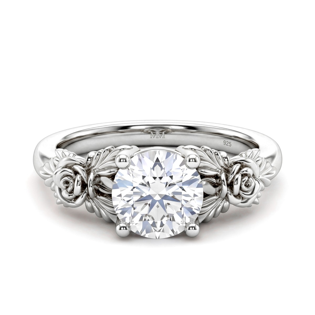 Roselle - floral forlovelsesring med moissanite i pavéfatning