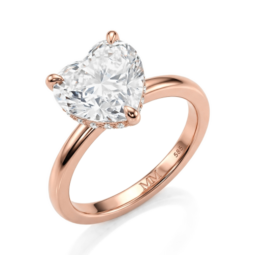 Amorelle - forlovelsesring med hjerteslipet moissanite og skjult halo