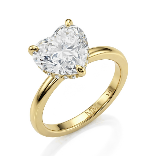 Amorelle - forlovelsesring med hjerteslipet moissanite og skjult halo