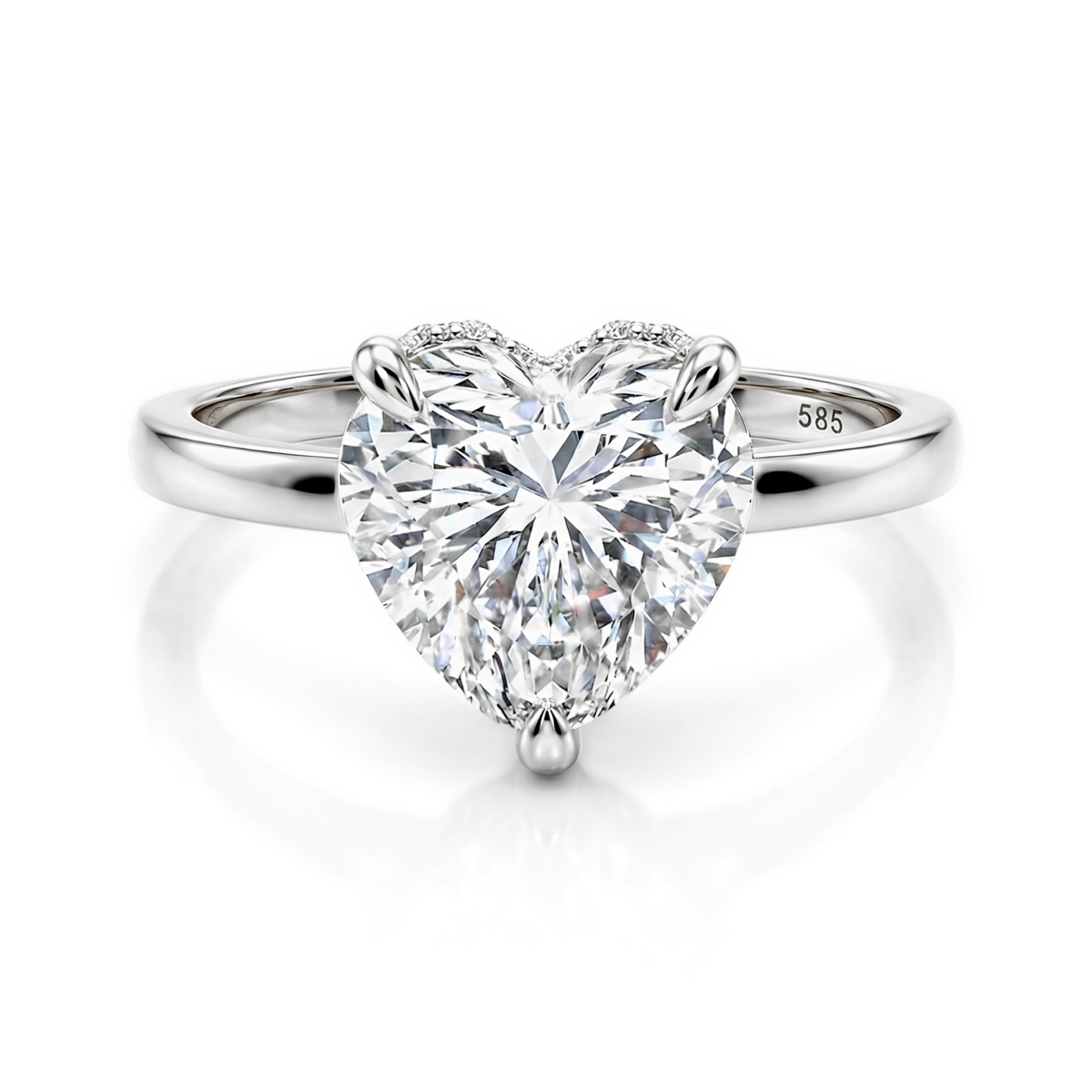 Amorelle - forlovelsesring med hjerteslipet moissanite og skjult halo