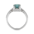 Verdisia - floral forlovelsesring i vintagestil med grønn moissanite med smaragdslip
