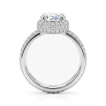 Lustrella - forlovelsesring med moissanite, halo og pavéfattet ringskinne