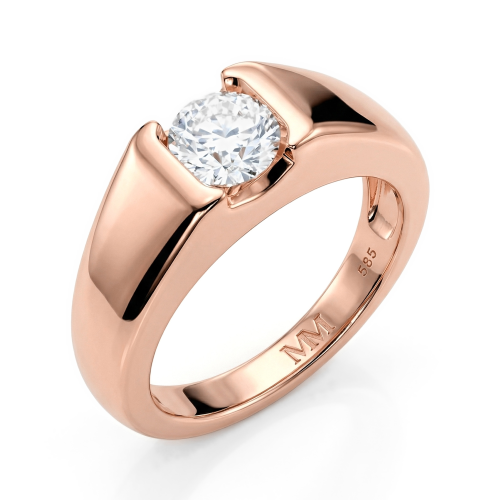 Vortex - herrering med moissanite i moderne sargfatning i spennfatningsstil