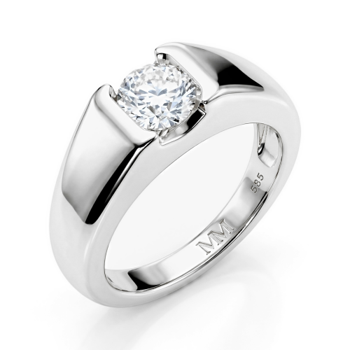 Vortex - herrering med moissanite i moderne sargfatning i spennfatningsstil