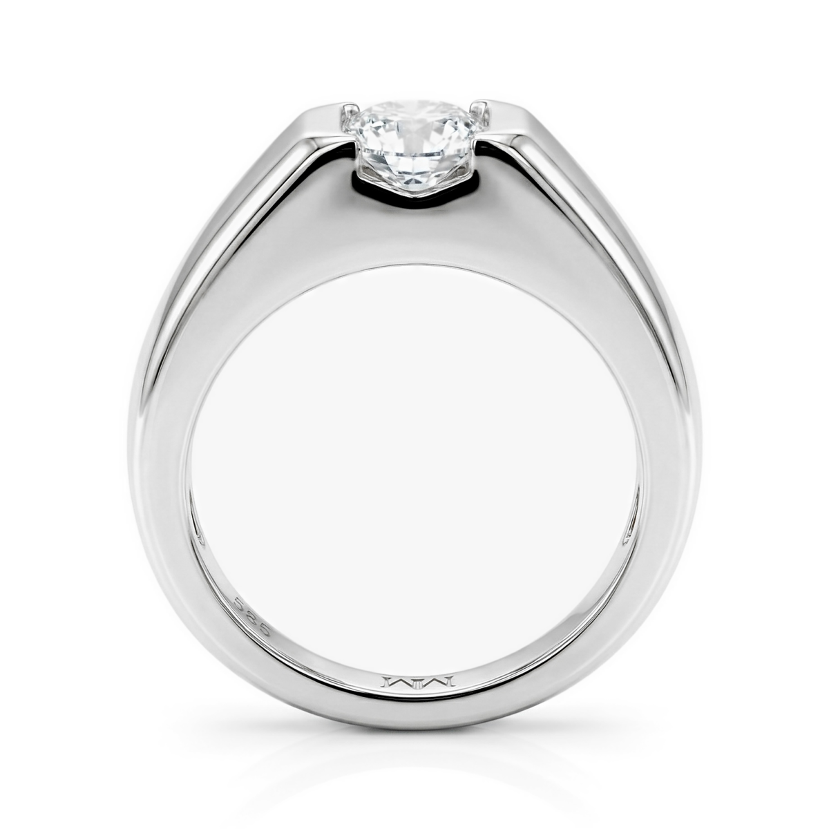 Vortex - herrering med moissanite i moderne sargfatning i spennfatningsstil