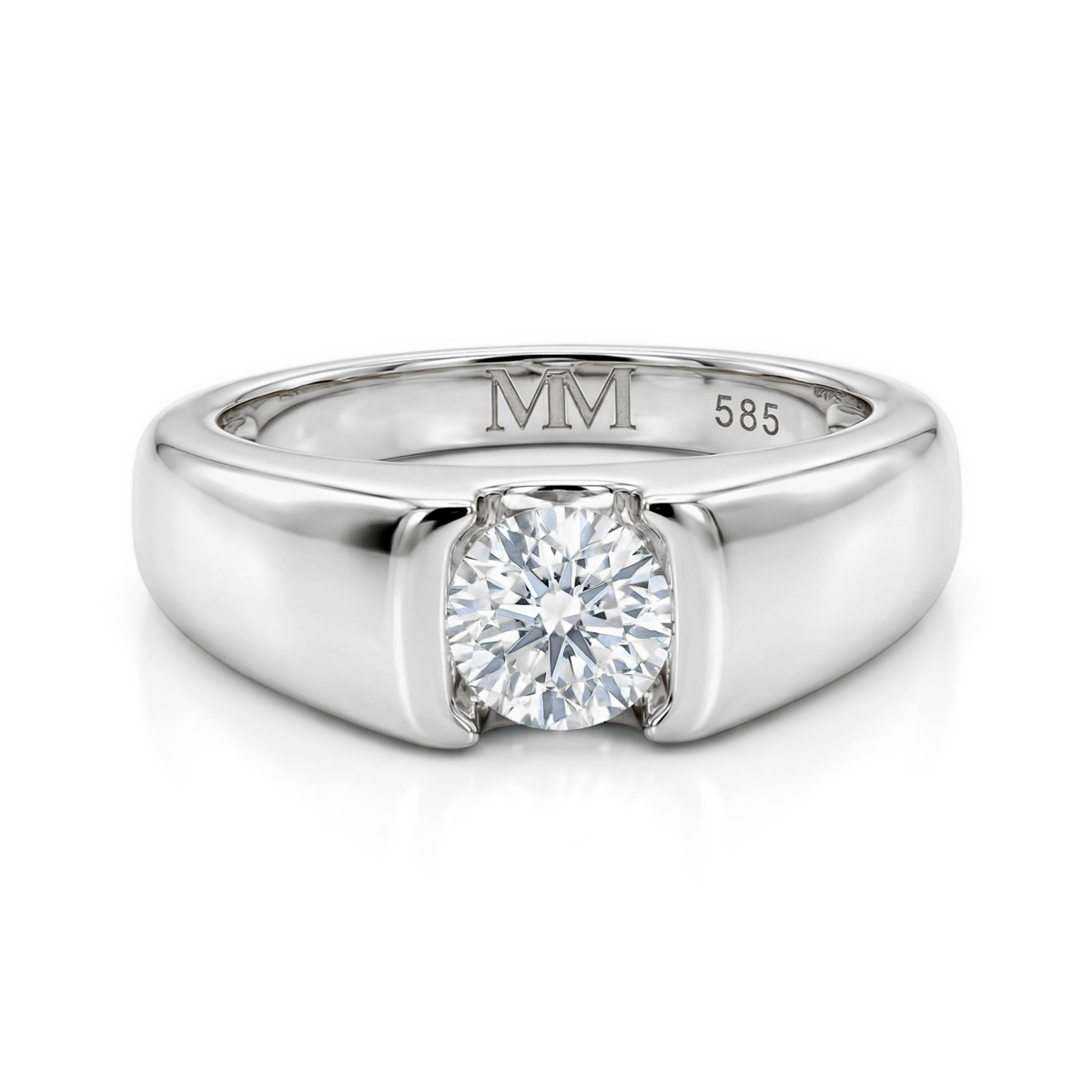 Vortex - herrering med moissanite i moderne sargfatning i spennfatningsstil