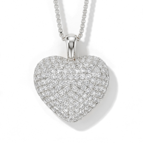 Serenade - hjerteformet pavé-anheng med moissanite