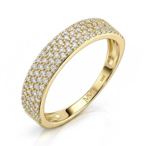Glissade - ring med moissanite, pavéfatning og avsmalnende ringskinne
