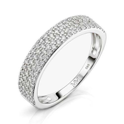 Glissade - ring med moissanite, pavéfatning og avsmalnende ringskinne