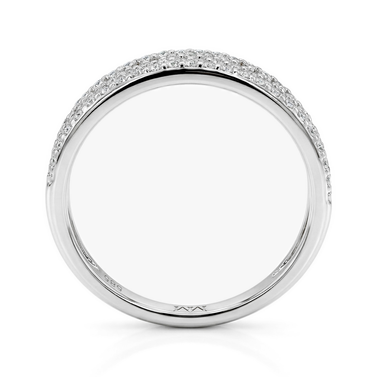 Glissade - ring med moissanite, pavéfatning og avsmalnende ringskinne