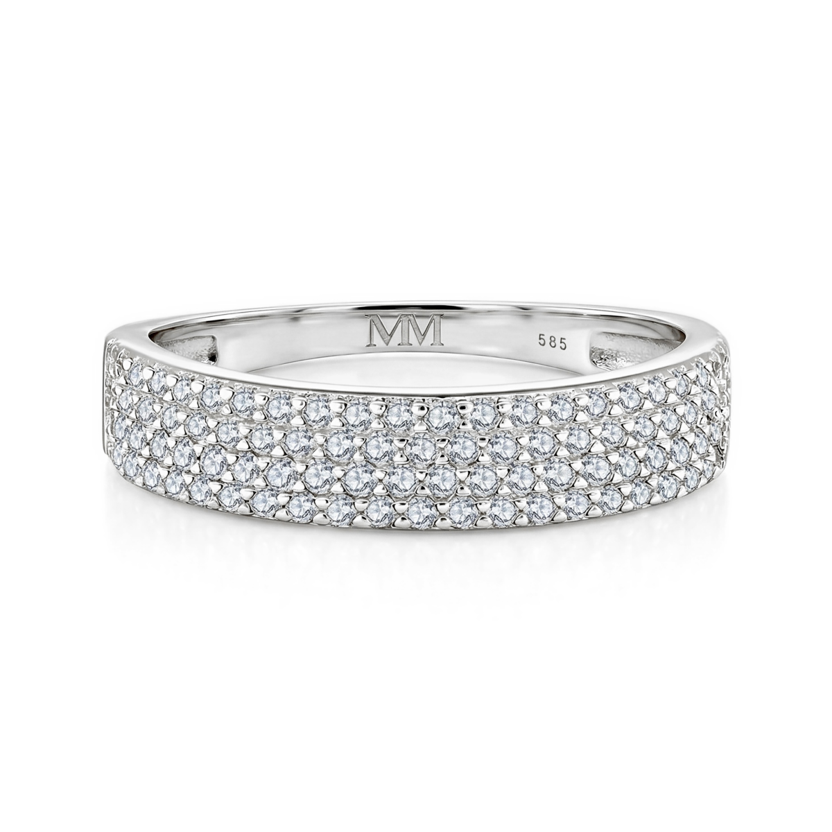 Glissade - ring med moissanite, pavéfatning og avsmalnende ringskinne