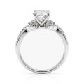 Mirari - forlovelsesring med moissanite, tvunnet delt ringskinne og pavéfattede aksentsteiner