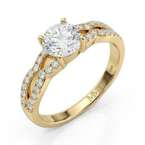 Verity - forlovelsesring med moissanite og vridd ringskinne