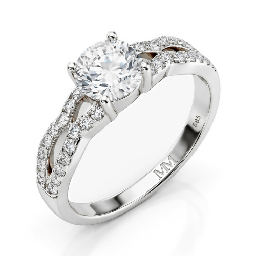 Verity - forlovelsesring med moissanite og vridd ringskinne