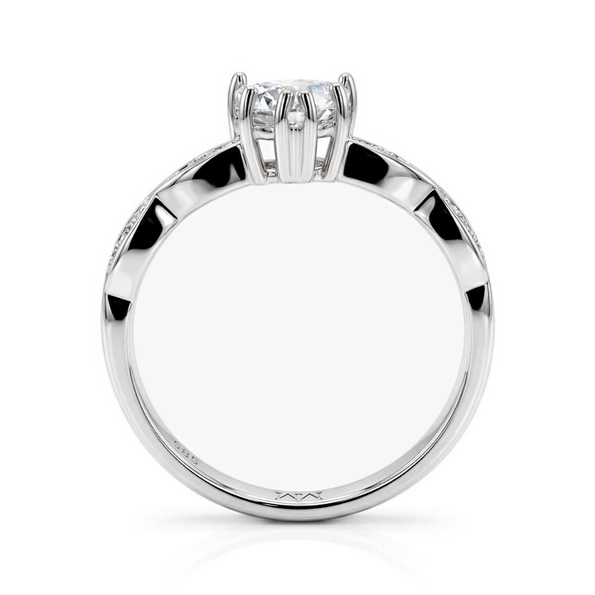 Affection - forlovelsesring med hjerteformet moissanite og vridd ringskinne
