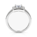 Sanctum - forlovelsesring med moissanite i puteslip, vintagehalo og ringskinne med pavé