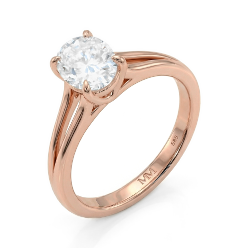 Grace – ring med oval moissanite og delt ringskinne