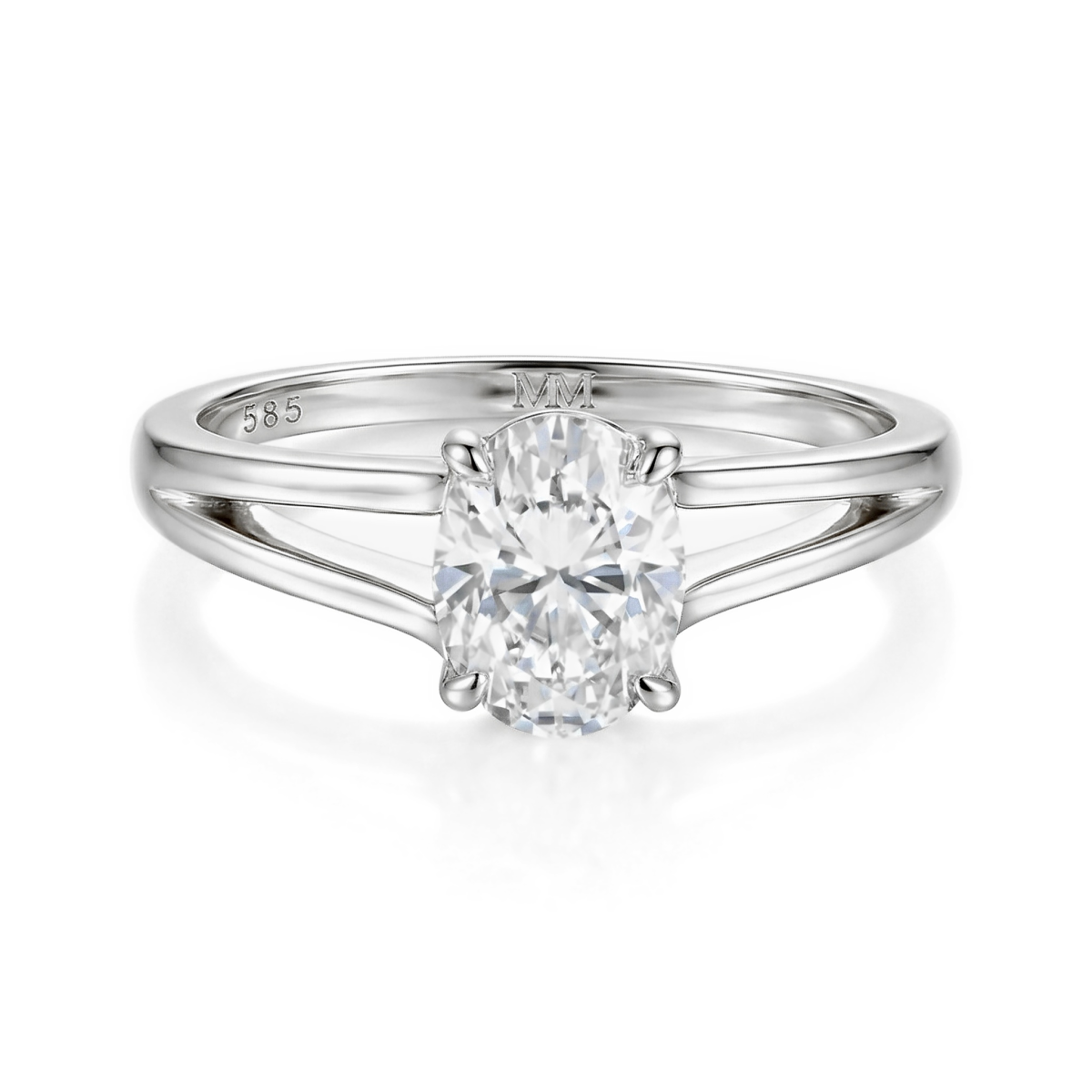 Grace - ring med oval moissanite og delt ringskinne