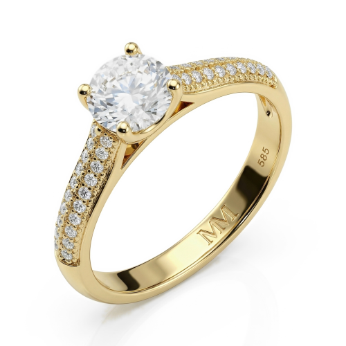 Venette - moissanite-forlovelsesring med pavéfattede sidesteiner