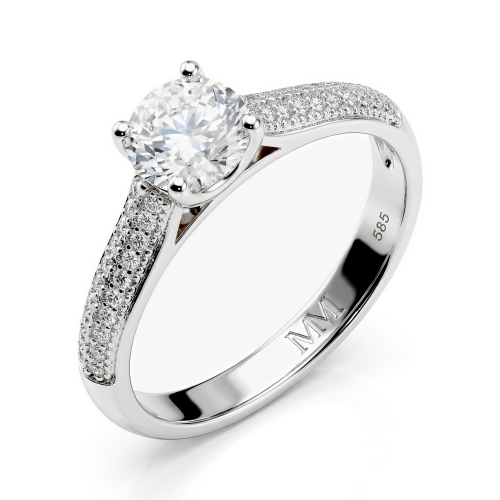 Venette - moissanite-forlovelsesring med pavéfattede sidesteiner