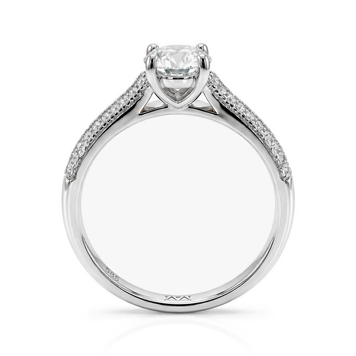 Venette - moissanite-forlovelsesring med pavéfattede sidesteiner