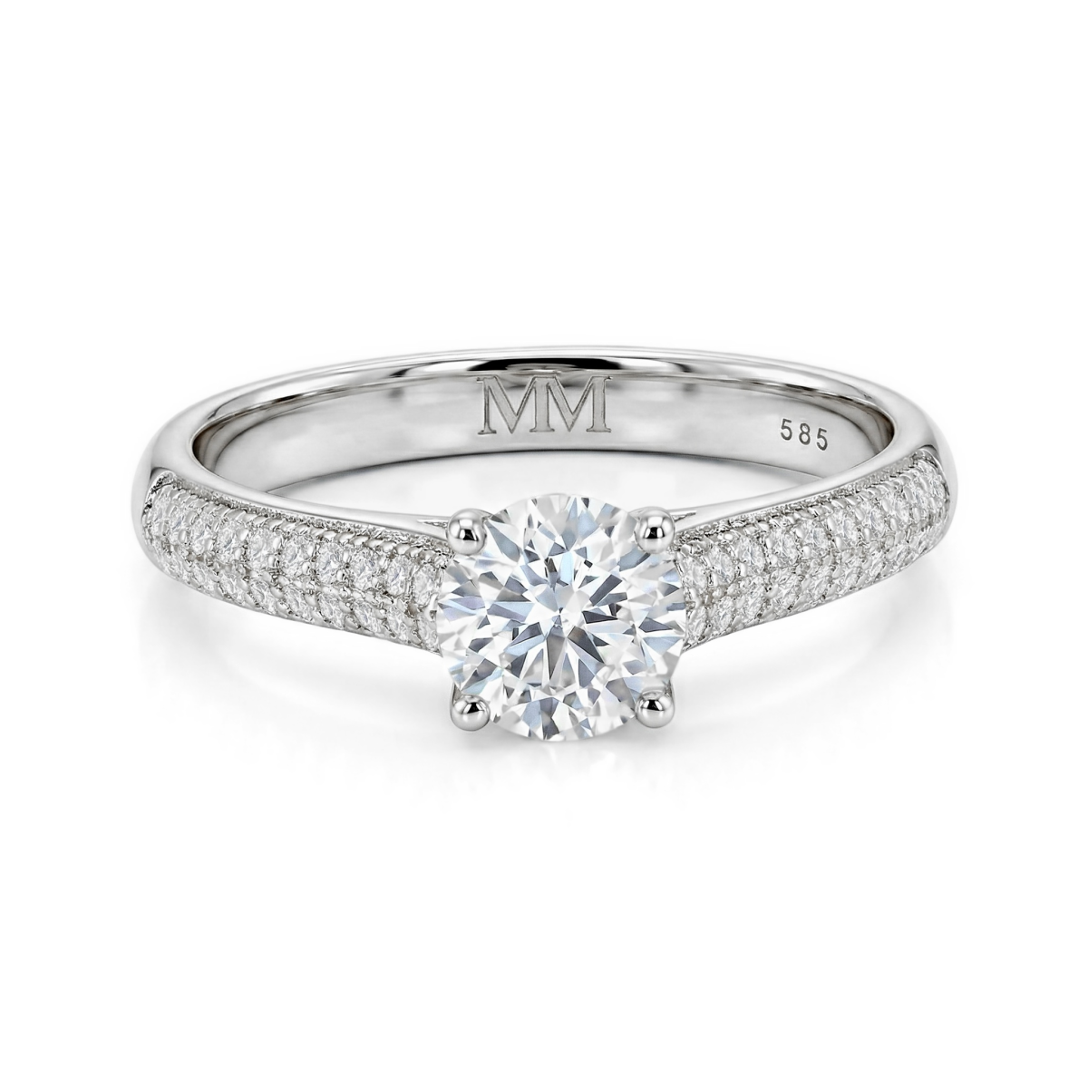 Venette - moissanite-forlovelsesring med pavéfattede sidesteiner