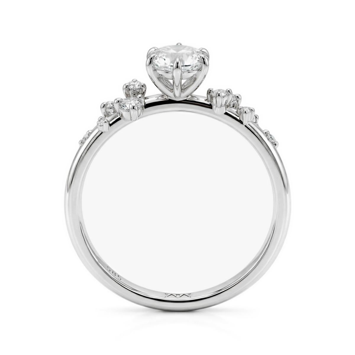 Aurora - ring med moissanite og minimalistiske sidesteiner