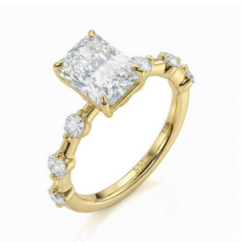 Isla - ring med radiantslipt moissanite og sidesteiner