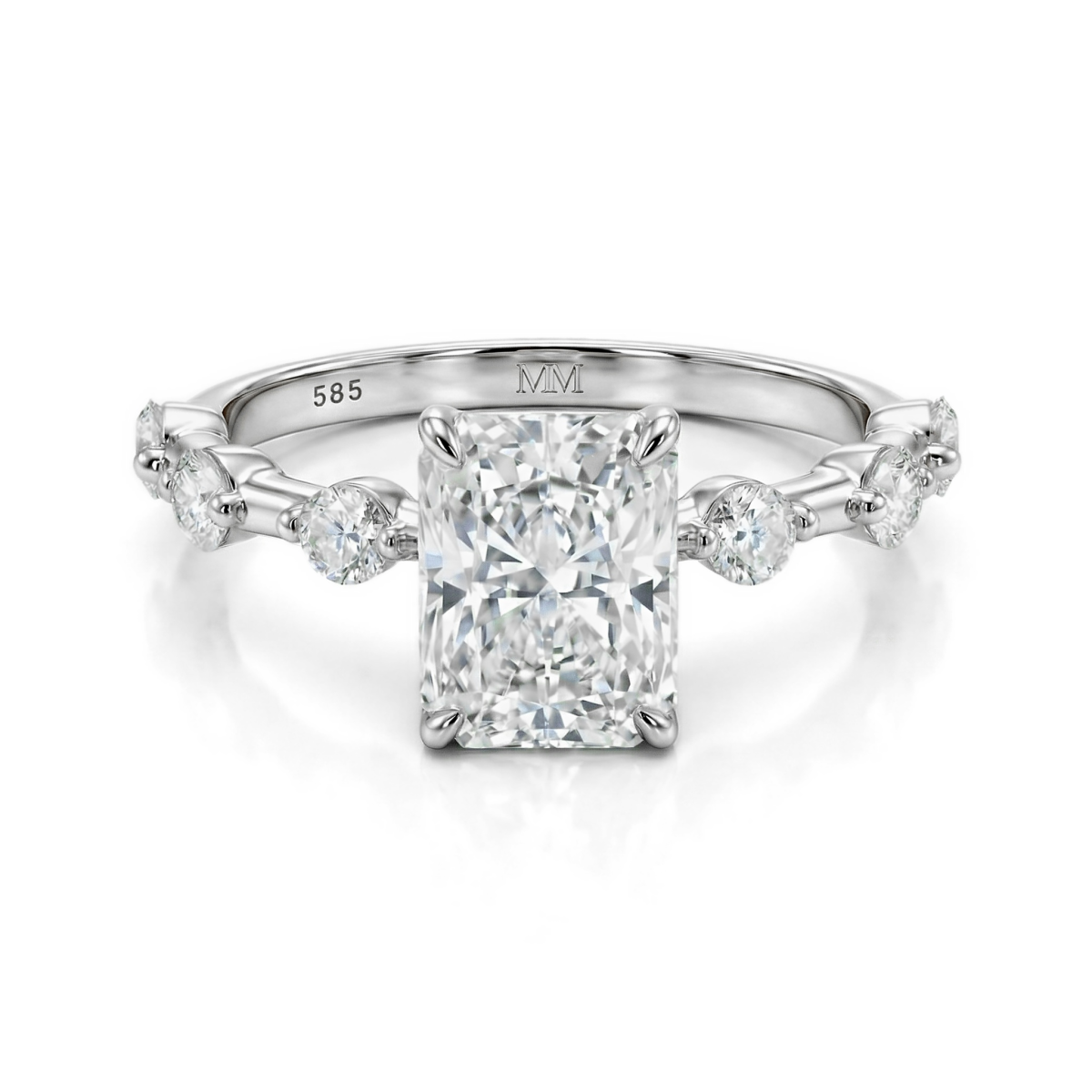 Isla - ring med radiantslipt moissanite og sidesteiner