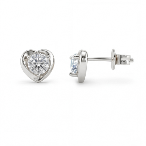 Luster – hjerteformede stiftøredobber med moissanite