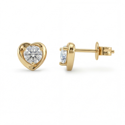 Luster – hjerteformede stiftøredobber med moissanite