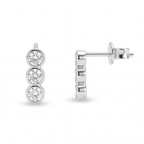 Tri-Bezel - stiftøredobber med moissanite i sargfatning