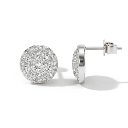 Round Clusters - stiftøredobber med moissanite i pavéfatning