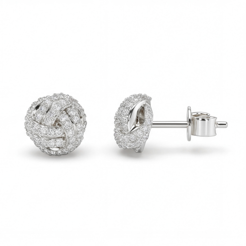 Cluster Spheres - stiftøredobber med moissanite i pavéfatning
