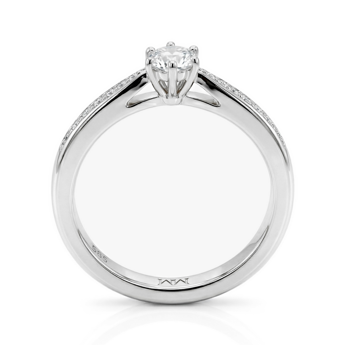 Sophia ring - forlovelsesring med moissanite og pavéfattede sidesteiner