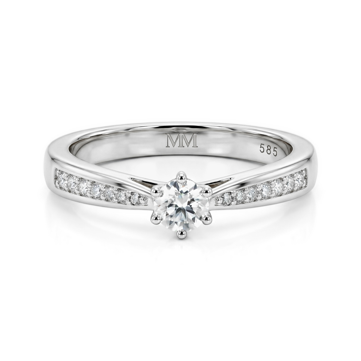 Sophia ring - forlovelsesring med moissanite og pavéfattede sidesteiner