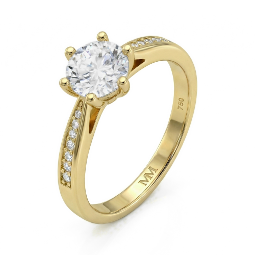 Sophia - forlovelsesring med moissanite og pavéfattede sidesteiner