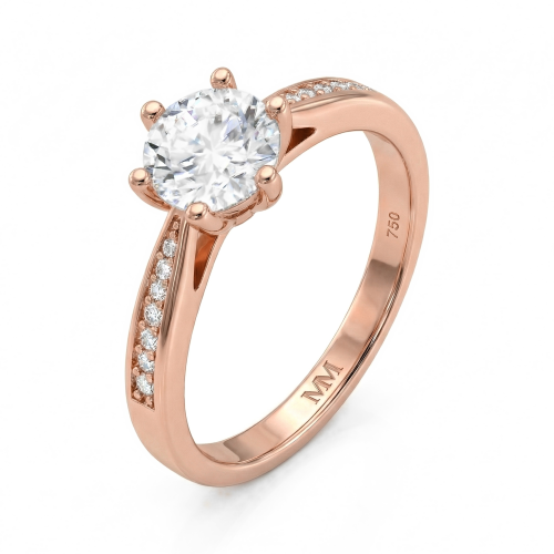 Sophia - forlovelsesring med moissanite og pavéfattede sidesteiner