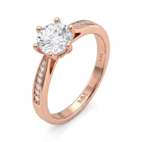 Sophia - forlovelsesring med moissanite og pavéfattede sidesteiner