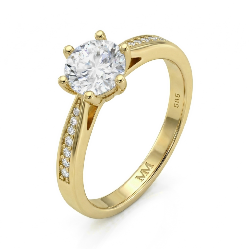 Sophia - forlovelsesring med moissanite og pavéfattede sidesteiner
