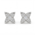 Sparkling Flowers - stiftøredobber med moissanite i pavéfatning