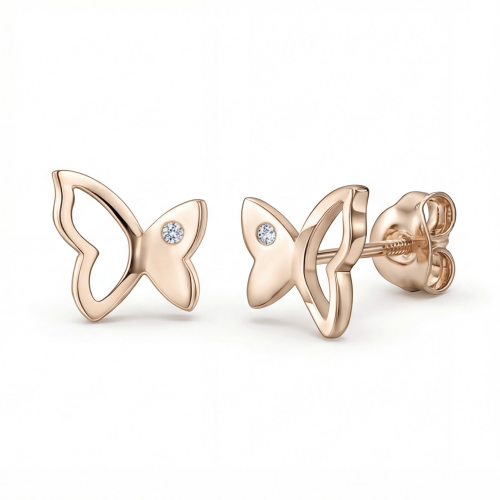 Butterfly Beauty - stiftøredobber med moissanite