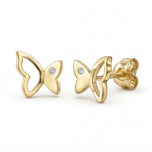Butterfly Beauty - stiftøredobber med moissanite