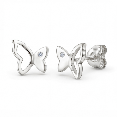 Butterfly Beauty - stiftøredobber med moissanite