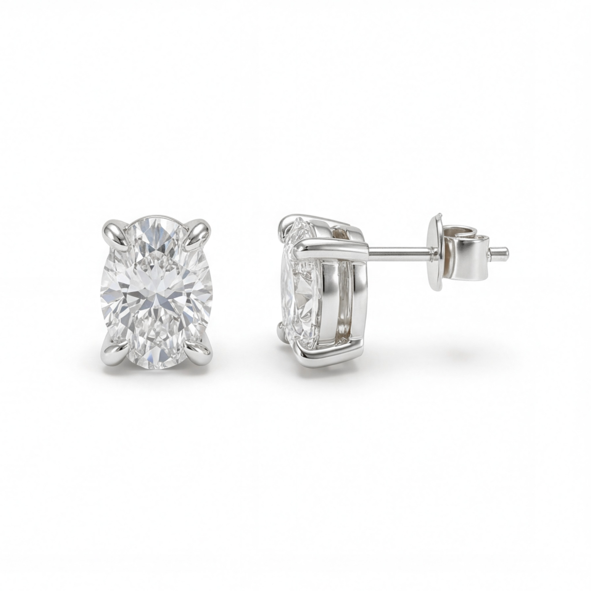 Ovalis – ovale moissanite-stiftøredobber