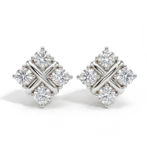 Moissanite Quadrants - stiftøredobber med moissanite