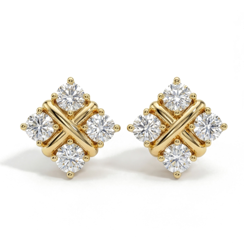 Moissanite Quadrants - stiftøredobber med moissanite